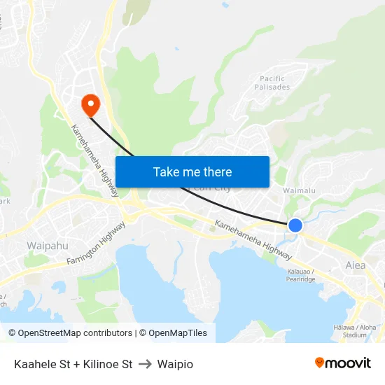 Kaahele St + Kilinoe St to Waipio map