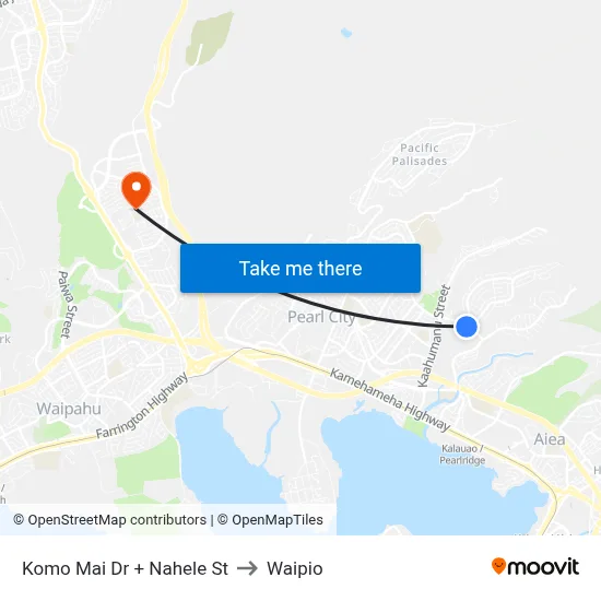Komo Mai Dr + Nahele St to Waipio map