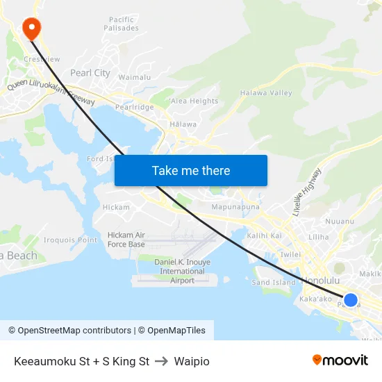 Keeaumoku St + S King St to Waipio map