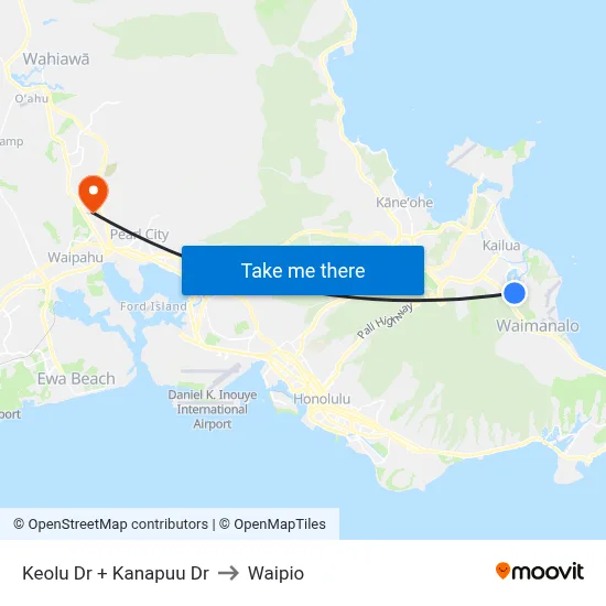 Keolu Dr + Kanapuu Dr to Waipio map
