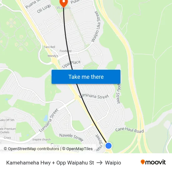 Kamehameha Hwy + Opp Waipahu St to Waipio map