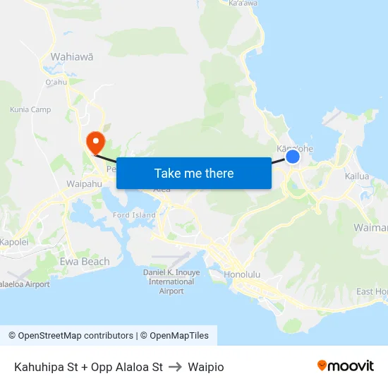 Kahuhipa St + Opp Alaloa St to Waipio map