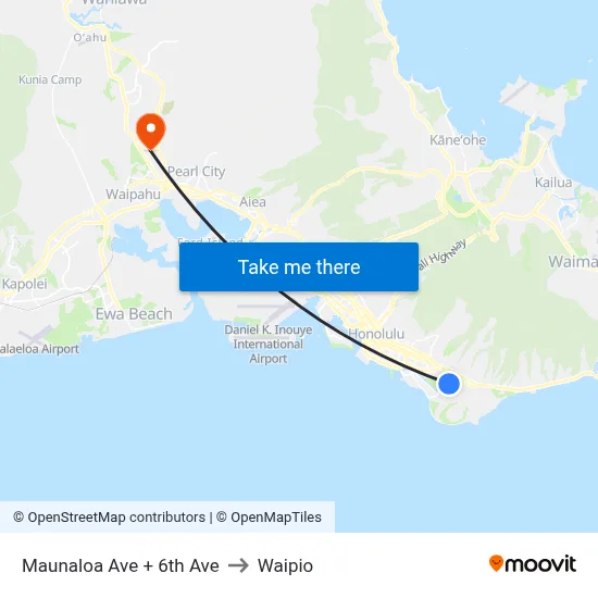 Maunaloa Ave + 6th Ave to Waipio map