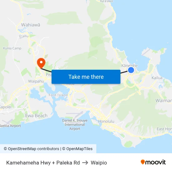Kamehameha Hwy + Paleka Rd to Waipio map