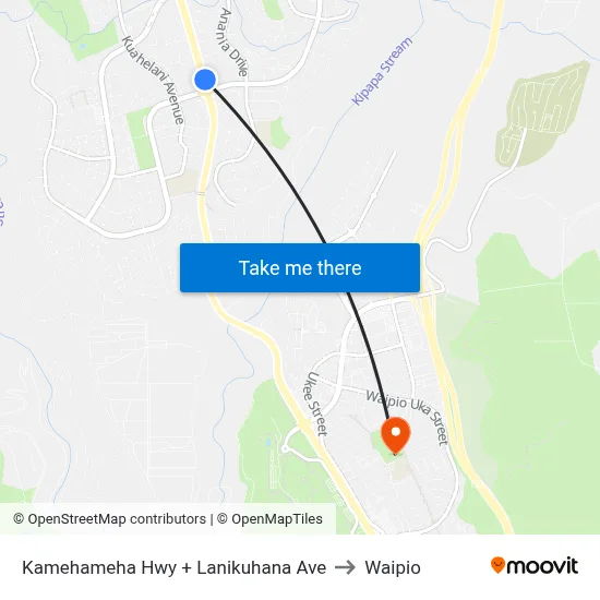 Kamehameha Hwy + Lanikuhana Ave to Waipio map