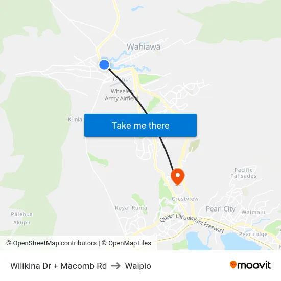 Wilikina Dr + Macomb Rd to Waipio map