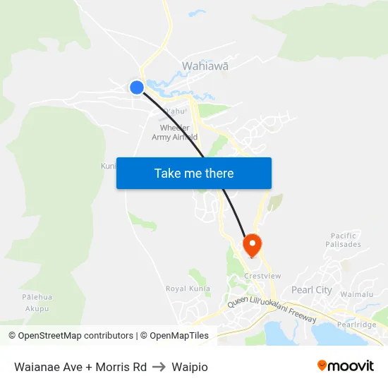 Waianae Ave + Morris Rd to Waipio map