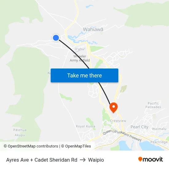 Ayres Ave + Cadet Sheridan Rd to Waipio map