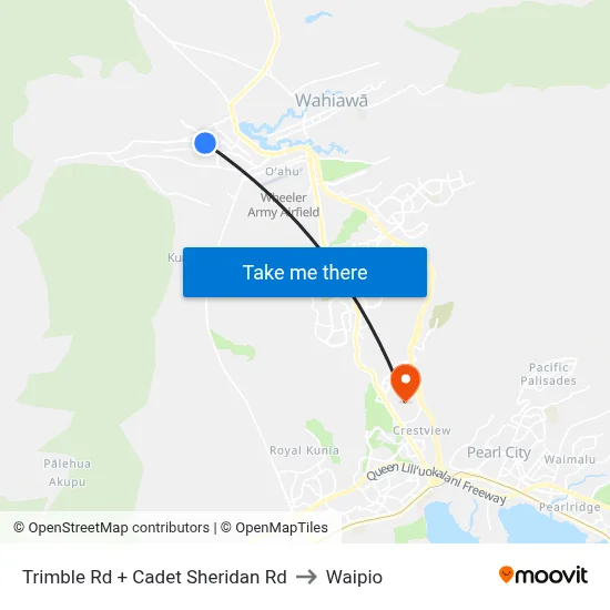 Trimble Rd + Cadet Sheridan Rd to Waipio map