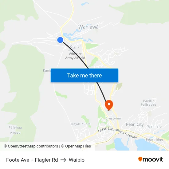 Foote Ave + Flagler Rd to Waipio map