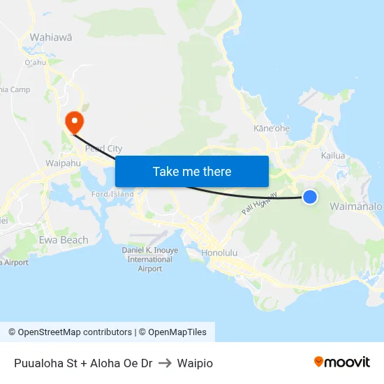 Puualoha St + Aloha Oe Dr to Waipio map