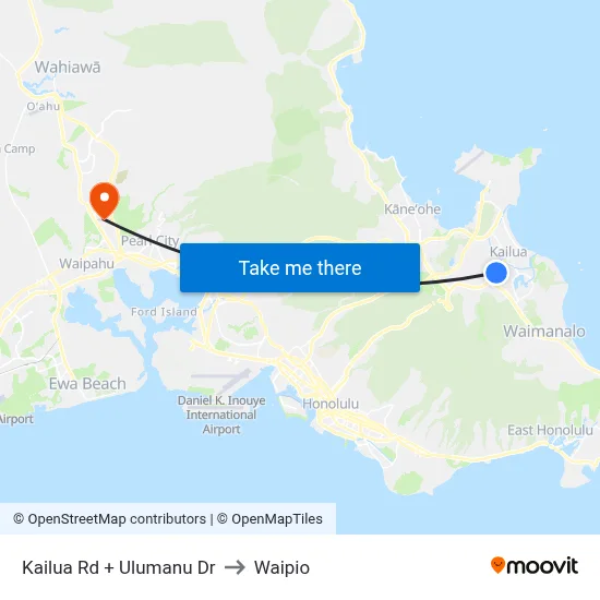 Kailua Rd + Ulumanu Dr to Waipio map