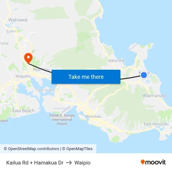 Kailua Rd + Hamakua Dr to Waipio map