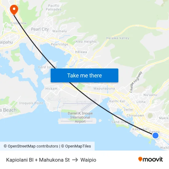 Kapiolani Bl + Mahukona St to Waipio map