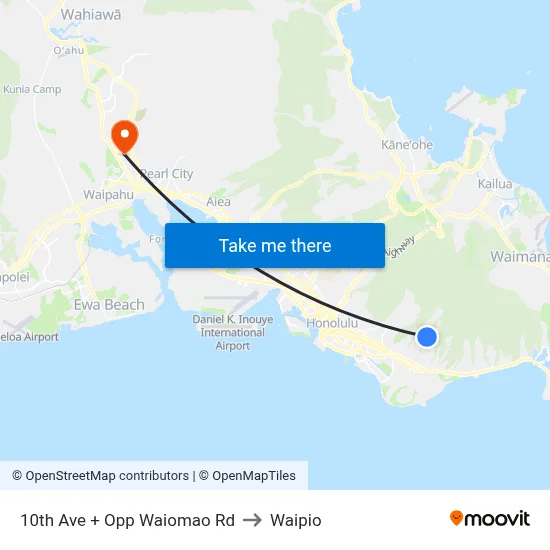 10th Ave + Opp Waiomao Rd to Waipio map
