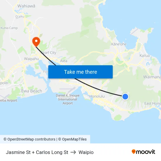 Jasmine St + Carlos Long St to Waipio map