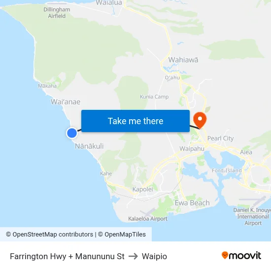 Farrington Hwy + Manununu St to Waipio map