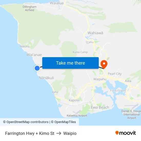 Farrington Hwy + Kimo St to Waipio map