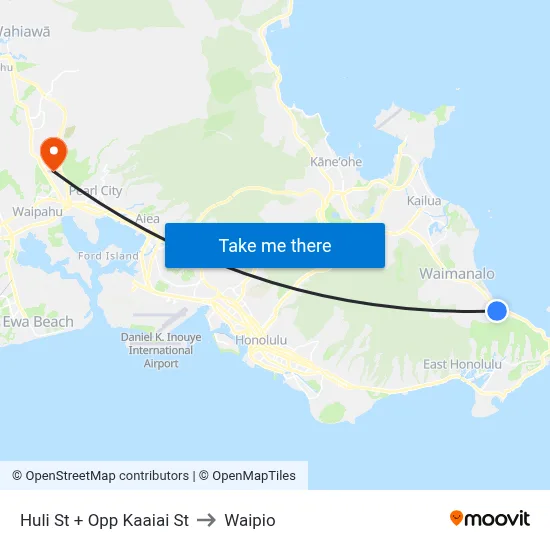 Huli St + Opp Kaaiai St to Waipio map