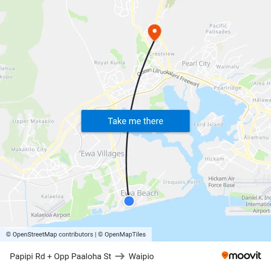 Papipi Rd + Opp Paaloha St to Waipio map