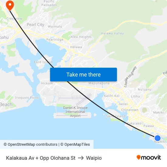 Kalakaua Av + Opp Olohana St to Waipio map