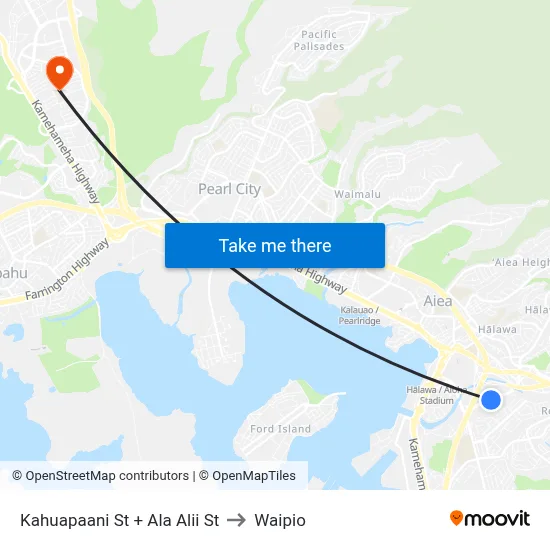 Kahuapaani St + Ala Alii St to Waipio map
