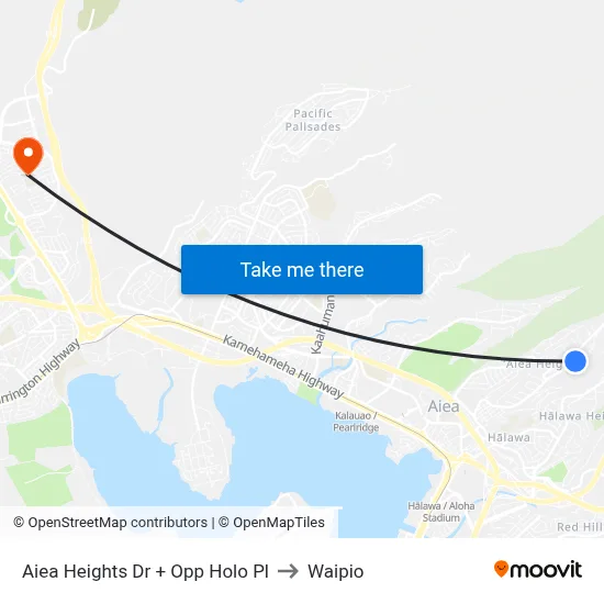 Aiea Heights Dr + Opp Holo Pl to Waipio map