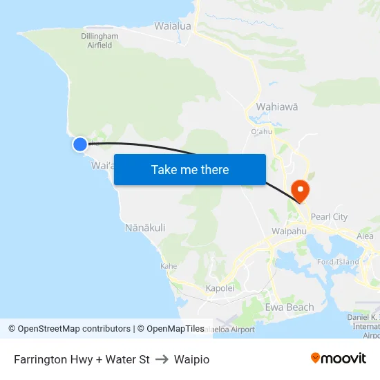 Farrington Hwy + Water St to Waipio map