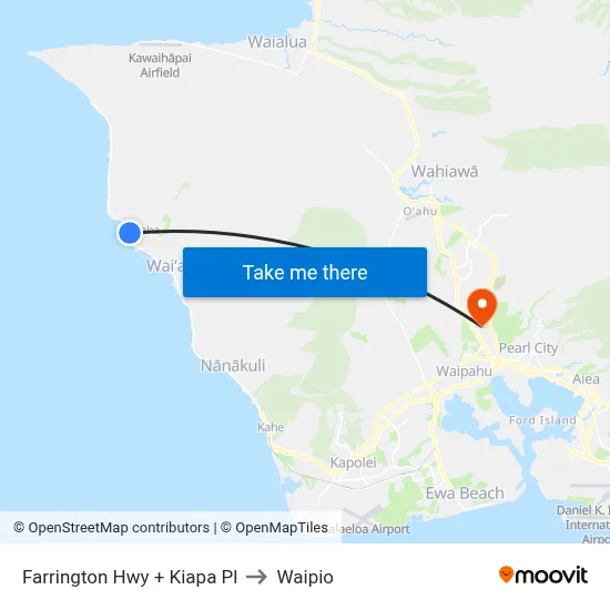 Farrington Hwy + Kiapa Pl to Waipio map