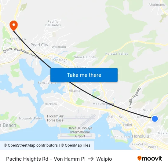Pacific Heights Rd + Von Hamm Pl to Waipio map