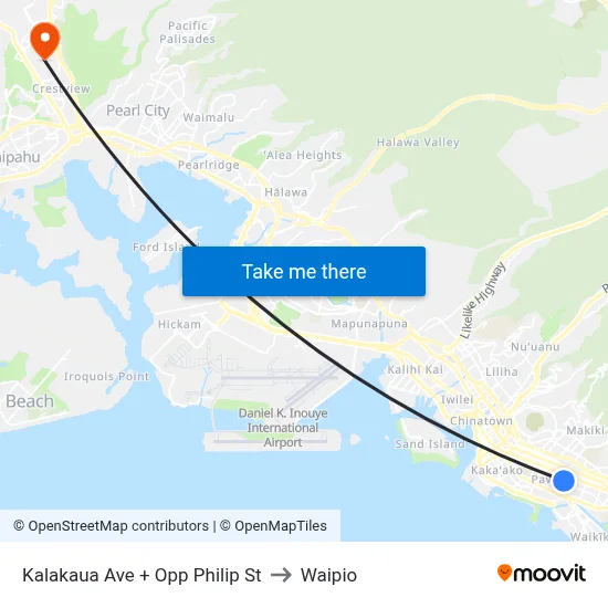 Kalakaua Ave + Opp Philip St to Waipio map