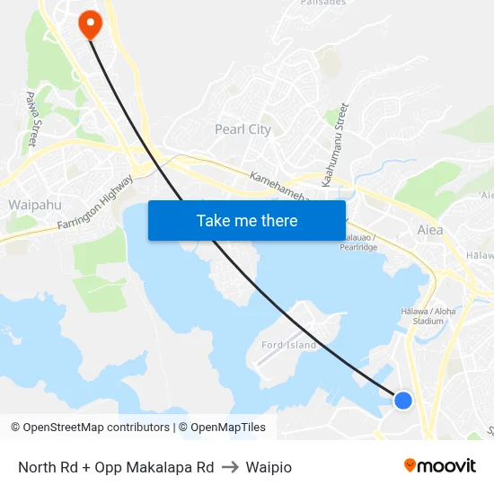 North Rd + Opp Makalapa Rd to Waipio map