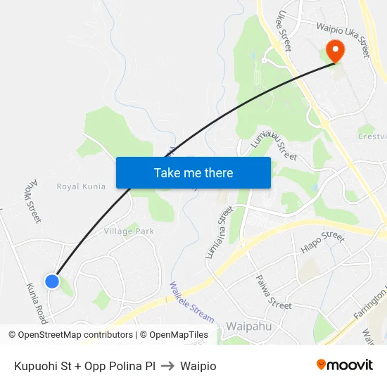 Kupuohi St + Opp Polina Pl to Waipio map