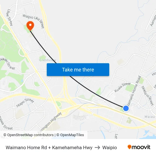 Waimano Home Rd + Kamehameha Hwy to Waipio map