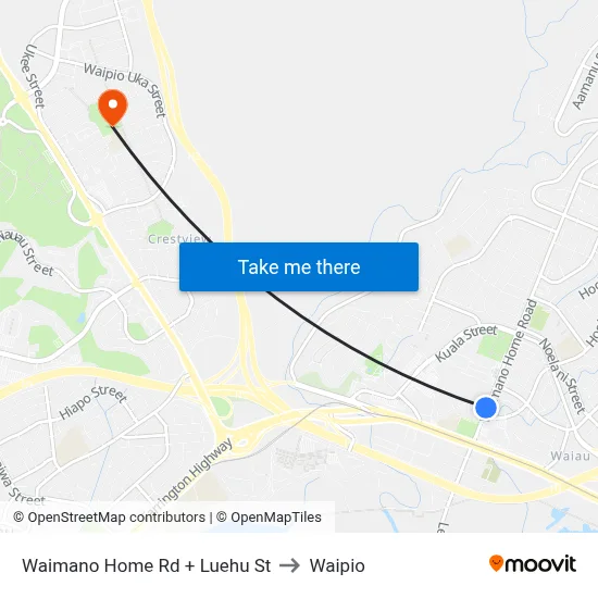 Waimano Home Rd + Luehu St to Waipio map