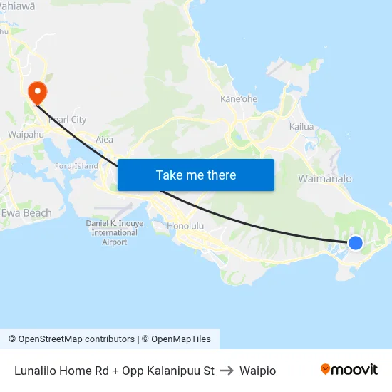 Lunalilo Home Rd + Opp Kalanipuu St to Waipio map