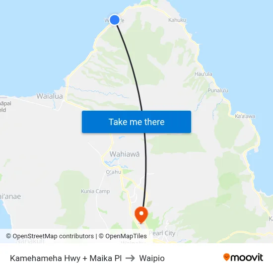 Kamehameha Hwy + Maika Pl to Waipio map