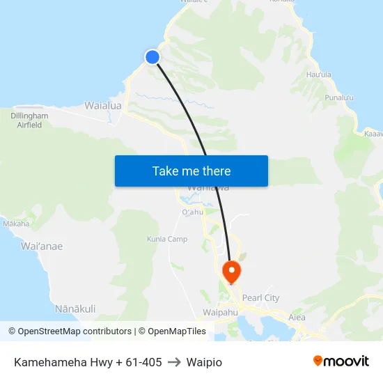 Kamehameha Hwy + 61-405 to Waipio map