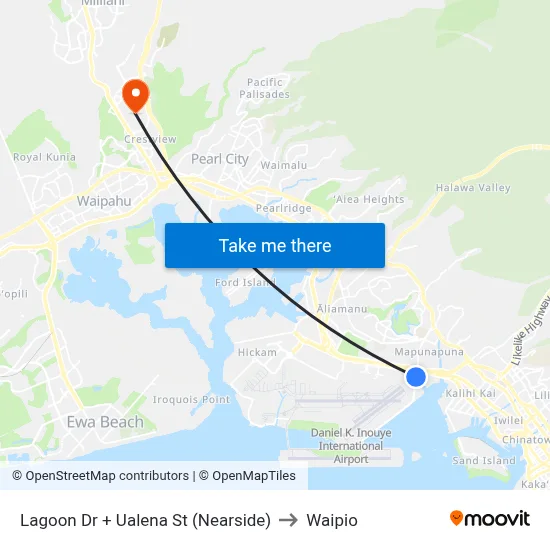 Lagoon Dr + Ualena St (Nearside) to Waipio map