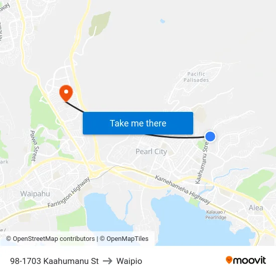 98-1703 Kaahumanu St to Waipio map