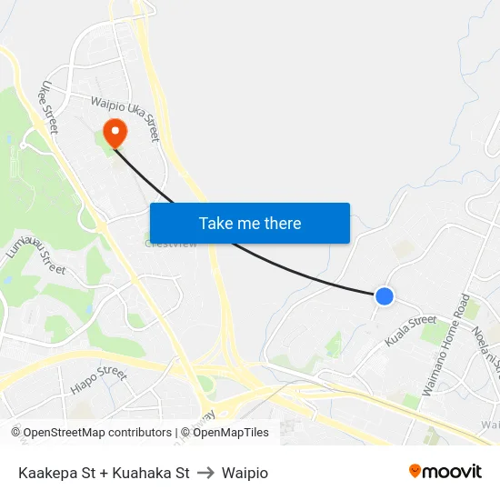 Kaakepa St + Kuahaka St to Waipio map