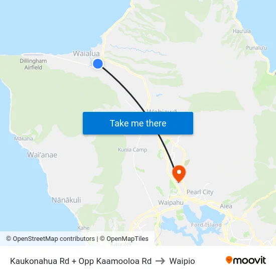 Kaukonahua Rd + Opp Kaamooloa Rd to Waipio map