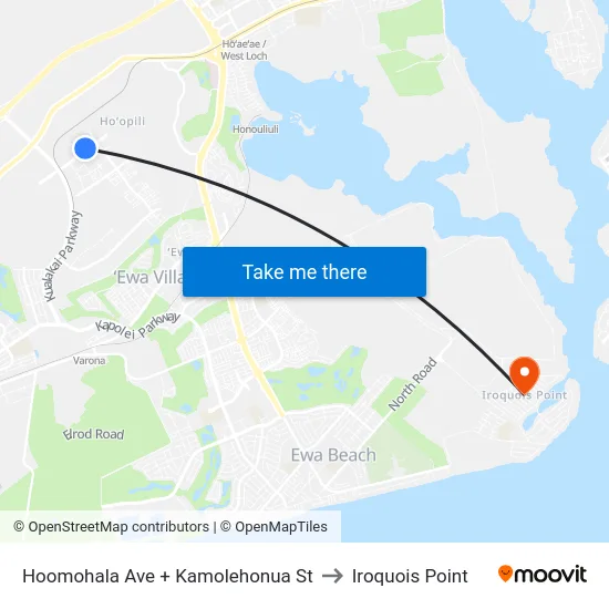 Hoomohala Ave + Kamolehonua St to Iroquois Point map
