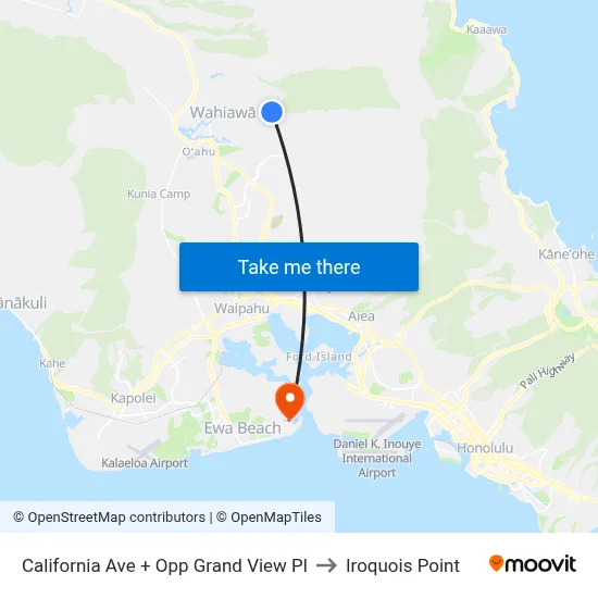 California Ave + Opp Grand View Pl to Iroquois Point map