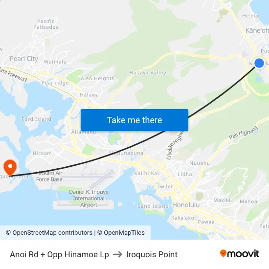 Anoi Rd + Opp Hinamoe Lp to Iroquois Point map