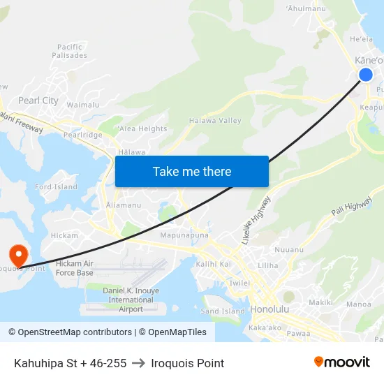 Kahuhipa St + 46-255 to Iroquois Point map