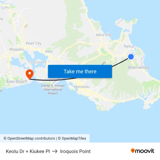 Keolu Dr + Kiukee Pl to Iroquois Point map