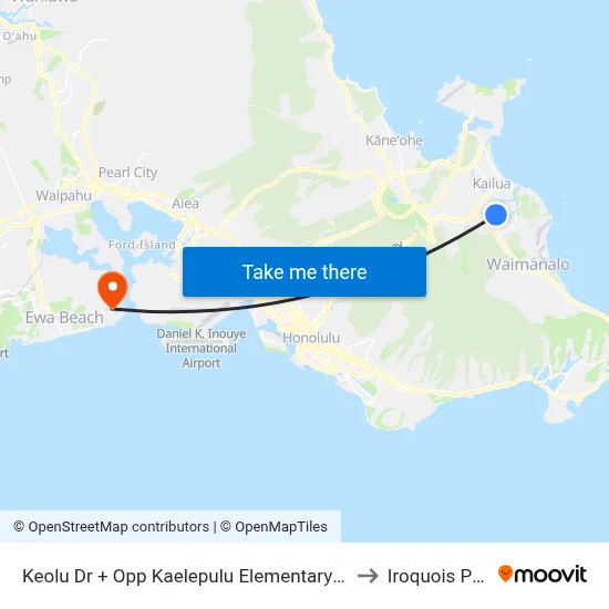 Keolu Dr + Opp Kaelepulu Elementary School to Iroquois Point map