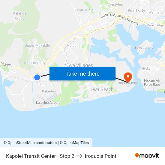Kapolei Transit Center - Stop 2 to Iroquois Point map