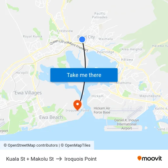 Kuala St + Makolu St to Iroquois Point map